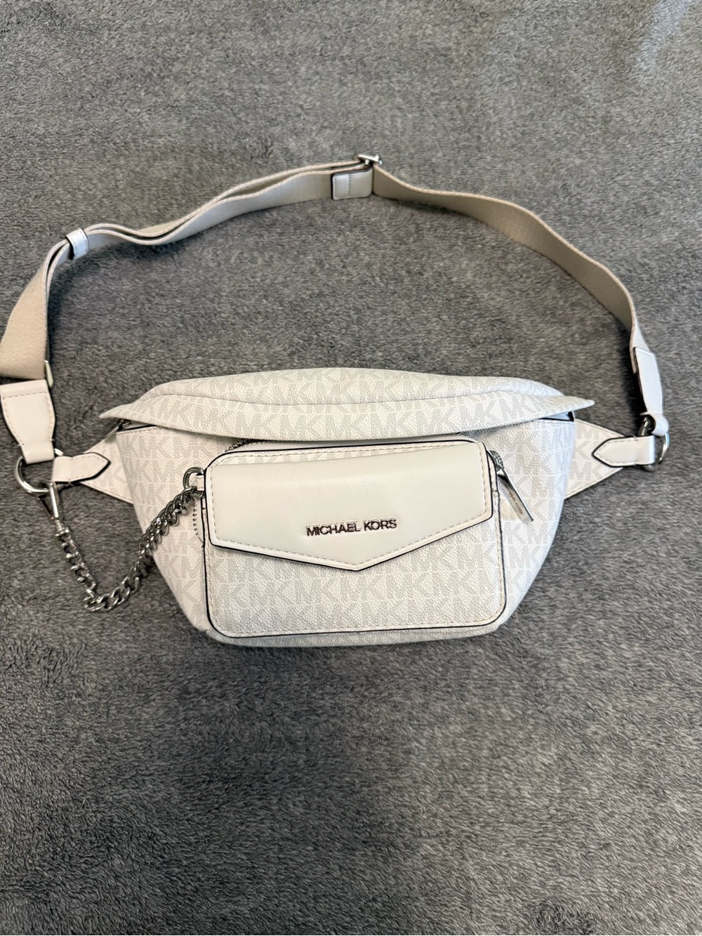 Michael Kors White Monogram Crossbody Belt Bag